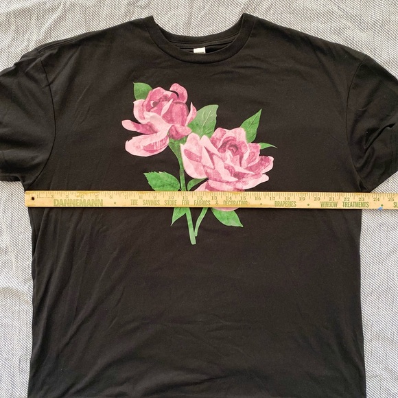 Pink Roses Black Graphic T-Shirt - Picture 3 of 6
